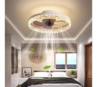 YUNZI 19.7" Ceiling Fan with Light and Remote Control, Indoor LED 30W Dimmable Ceiling Lamp Modern Low Profile Ceiling Fans for Living Room Bedroom Lighting, 6 Speeds, Dimming Lights, White