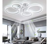 YUNZI Modern Ceiling Fan with Lamp with Remote Control LED 72W Dimmable Fan Ceiling Light Ceiling Fan Lighting for Living Room Bedroom Kitchen, 6 Speeds, Fan Reversal, White 100cm