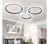 YUNZI Modern Ceiling Fan with Lamp with Remote Control LED 72W Dimmable Fan Ceiling Light Ceiling Fan Lighting for Living Room Bedroom Kitchen, 6 Speeds, Fan Reversal, Black 78cm