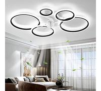 YUNZI Modern Ceiling Fan with Lamp with Remote Control LED 72W Dimmable Fan Ceiling Light Ceiling Fan Lighting for Living Room Bedroom Kitchen, 6 Speeds, Fan Reversal, Black 100cm