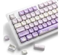 YUNZII 132 Keys MOA Keycaps, Dye-Sublimation PBT Custom Keycap Set for MOA Profile, Cute Bear Customized Pattern Keycaps for MX Switches Mechanical Gaming Keyboard (purple)