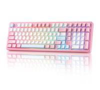 YUNZII AL98 Aluminum Wireless Mechanical Keyboard(Pink, Milk V2 Switch) | QMK/VIA, BT/2.4G/USB-C, Hot Swap, Gasket Mount, N-Key Rollover, RGB Backlit, for Gaming, Win/Mac