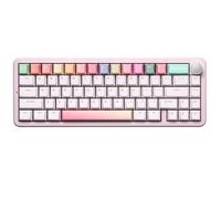 YUNZII B68 Wireless Mechanical Keyboard,Tri-Mode BT5.0/2.4GHz/USB-C Hot Swappable Gasket,RGB Backlit NKRO, Cute Keyboard for Win/Mac (Pink, Cocoa Cream V2 Switch)