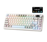 YUNZII B75 PRO MAX QMK/VIA Wireless Mechanical Keyboard,75% Layout whit Screen and Knob, Custom Hot Swap Gasket Structure, Creamy Pre-lubed Switches, RGB Backlit (Beige, Candy Linear Switch)