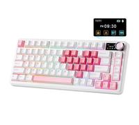 YUNZII B75 PRO MAX QMK/VIA Wireless Mechanical Keyboard,75% Layout whit Screen and Knob, Custom Hot Swap Gasket Structure, RGB Backlit (White Heart, Cocoa Cream V2 Linear Switch)