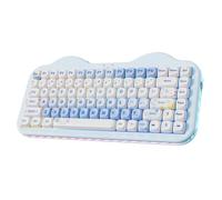 YUNZII C75 Wireless Mechanical Keyboard, 75% Layout Hot Swappable Creamy Keyboard NKRO, PBT MOA Keycaps RGB Backlit Gasket Mount, Cute Cake Design BT5.0/2.4G/USB-C (Blue, Candy Linear Switch)