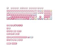 YUNZII Cute Pink Ice Cream Custom Keycaps, 138 Keys Dye Sub PBT MOG Profile Keycap Set for Mechanical Gaming Keyboards (Pink Ice Cream)