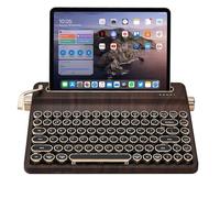 YUNZII QL75 Wireless Typewriter Keyboard Hot Swappable Retro Mechanical Keyboard, Punk Round Keycaps, RGB Backlit QMK/VIA Programmable, Multi-Device with 2.4GHz/Type-C/BT5.0 (Wood, Cocoa Cream V2)