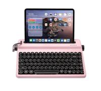 YUNZII QL75 Wireless Typewriter Keyboard Hot Swappable Retro Mechanical Keyboard, Punk Round Keycaps, RGB Backlit QMK/VIA Programmable, Multi-Device with 2.4GHz/Type-C/BT5.0 (Pink, Cocoa Cream V2)