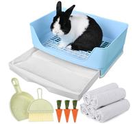 Yuoaes Large Rabbit Litter Box Bunny Litter Box Corner Litter Pan with Drawer Comes with Liners Rabbit Pee Pads, Small Animal Bedding Toilet for Adult Guinea Pig, Ferret, Hamster, Bunnies