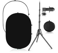 YUOCU 3.3x5ft/100x150cm Chromakey Black White Backdrop with 6.23ft Stand, 2-in-1 White Screen and Black Screen Collapsible Pop-Up Background for Photography, YouTube, Live Streaming, Video Shooting