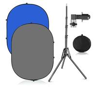 YUOCU 3.3x5ft/100x150cm Chromakey Blue Grey Backdrop with 6.23ft Stand, 2-in-1 Grey Screen and Blue Screen Collapsible Pop-Up Background for Photography, YouTube, Live Streaming, Video Shooting