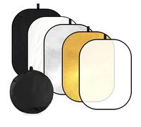 YUOCU 40"x60"/100x150cm Light Reflector, 5-in-1 Collapsible Oval Multi Disc Diffuser with Carrying Bag-Gold, Silver, White, Black, Translucent for Photography Studio Outdoor Lighting