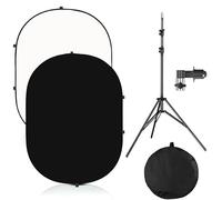 YUOCU 5x7ft/1.5x2m Chromakey Black White Backdrop with 7.8ft/2.4m Stand, 2-in-1 Reversible Collapsible Pop-Up Black White Screen Background Panel for Photography Studio, Live Streaming, Video Shooting