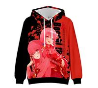 Yuogkk Hoodie bocchi the rock Cartoon Pattern Long Sleeve Pullover, 3D Classic Round Neck Hooded Sweatshirt Casual Loose Polo Shirt Role Play Fun Top-red||L