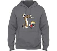 Yuogkk Hoodie Cal.Vin HobBes Bill Watterson Cartoon Pattern Printed Pullover, Fun Funny Printed Sweatshirt Role Play Boys Girls Casual Sweater Fashion Retro Jacket-grey||L