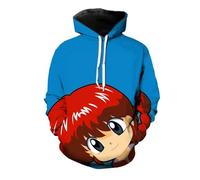 Yuogkk Hoodie Ranma 1/2 Fun Cartoon Pattern Hoodie, 3D Reversible Printed Pullover Fashion Casual Sweater Role Play Jacket Loose Plus Size Long Sleeve Top-blue||M