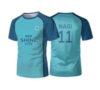 Yuogkk T-shirt Blue Lock role-playing sports jersey, men's and women's loose casual sports fir retro round neck short sleeve cotton sportswear lightweight breathable short sleeve-blue||L