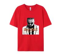 Yuogkk T-shirt Sean Paul vintage printed pattern sweatshirt, fashion loose casual short-sleeved hip-hop tops Harajuku shirt retro streetwear running fitness sportswear-red||M