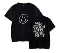 Yuogkk T-shirt Theo Von Men's and Women's Fun Short Sleeve, Fashion Casual Sweatshirt Vintage Printed Pattern Vest Be Good To Yourself Sportswear Loose Plus Size Dress Travel Happy Top-black||S