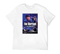 Yuogkk T-shirt Van Morrison Classic Round Neck Short Sleeve, Unisex Sweatshirt Printed Vest Loose Large Size Sportswear Travel Casual Shirt Harajuku Street Tops Singer Couple Dress-white||XL