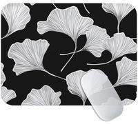 Yuogyxog Black and White Mouse Mat for Office and Gaming, Leaves Mouse Pad Small 40 x 30 cm, Non-Slip & Sweat-Resistant & Quiet Glide, Perfect for Desktop/Laptop, for Gamers, Students M3-854