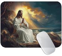 Yuogyxog Christ Mouse Mat for Office and Gaming, Jesus Mouse Pad Small 40 x 30 cm, Non-Slip & Sweat-Resistant & Quiet Glide, Perfect for Desktop/Laptop, for Gamers, Students or Office M3-488