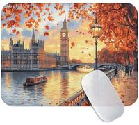 Yuogyxog Landscape Mouse Mat for Office and Gaming, London Mouse Pad Small 20 x 15 cm, Non-Slip & Sweat-Resistant & Quiet Glide, Perfect for Desktop/Laptop, for Gamers, Students or Office M3-46