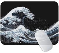 Yuogyxog Wave Mouse Mat for Office and Gaming, Japan Mouse Pad Small 23 x 18 cm, Non-Slip & Sweat-Resistant & Quiet Glide, Perfect for Desktop/Laptop, for Gamers, Students or Office Workers M3-798