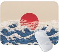 Yuogyxog Wave Mouse Mat for Office and Gaming, Japan Mouse Pad Small 30 x 25 cm, Non-Slip & Sweat-Resistant & Quiet Glide, Perfect for Desktop/Laptop, for Gamers, Students or Office Workers M3-866