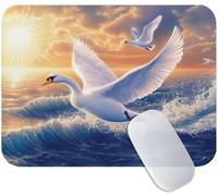 Yuogyxog White Mouse Mat for Office and Gaming, Swan Mouse Pad Small 42 x 35 cm, Non-Slip & Sweat-Resistant & Quiet Glide, Perfect for Desktop/Laptop, for Gamers, Students or Office Workers M3-626