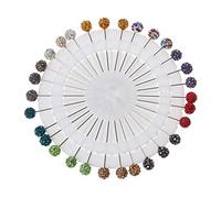 YUOIUX Brooch 30 Pcs/Set Hijab Crystals Ball Brooches Scarf Pins Straight for Head Pins Pins Jewelry for Wom