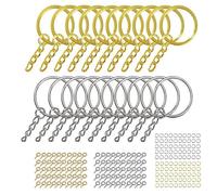 YUOIUX Keychain 220 Pcs for Key with Chain Jump Rings Screw Eye Pins Golden Silver Keychain Rings Set for Resin Jewelry