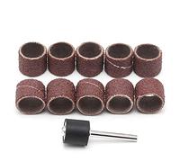 YUOIUX Sandpaper Circle 10 Pcs 12.5mm Grit 80# Sanding Bands +3.17mm Mandrel Rotary Tool Drill Bits