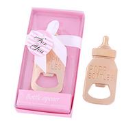yuokwer 24pcs Bottle Opener Baby Shower Giveaways Gift for Guest, Gold Feeding Bottle Opener Wedding Favors, Party Favors Gift & Decorations Supplies (Pink, 24)