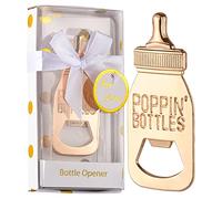 Yuokwer Bottle Opener Baby Shower Favor for Guest,Cute Poppin Baby Bottle Shaped Bottle Opener Favors for Baby Shower Favor Decoration (Gold, 24)