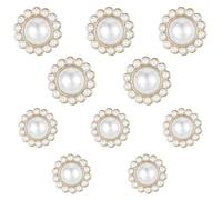 Yuomeaz 10 Pcs Pearl Buttons, White Gold Pearls Button for Sewing, 21/25 mm Vintage Faux Pearl Buttons with Shank for Cardigan, Crafts, Dresses, Shirts, Sweaters, Clothes