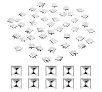 Yuomeaz 100PCS Pyramid Studs for Clothing, 10x10mm Silver Metal Pyramid Studs, Four-Jaw Square Punk Press Stud Snap Fasteners for Leathercraft Pet Collars Belt Bags DIY Craft