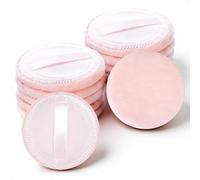 Yuomeaz 12 Pcs Powder Puffs, Velour Soft Makeup Puff for Powder Foundation, 2.36 in Round Cotton Powders Puff with Strap for Face Body Wet Dry Makeup Tool