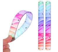 Yuomeaz 2 Pcs Bendy Ruler, 30cm Plastic Flexible Ruler, Transparent Colorful Soft Bendable Rulers for Office