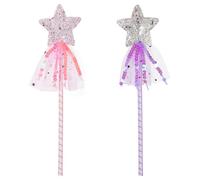 Yuomeaz 2 Pcs Star Fairy Wands, 11 in Angel Magic Wands for Girls, Glitter Princess Wands Sticks for Birthday Halloween Christmas Party Costume Props Supplies