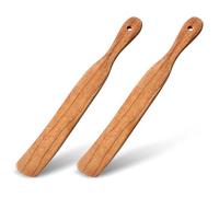 Yuomeaz 2 Pcs Wooden Spatula, 11 in Acacia Wood Spatula for Sourdough Starter, Flat Wooden Spurtle Stirring Stick for Baking Jam Canning Kitchen Utensils