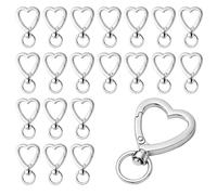 Yuomeaz 20Pcs Heart Clasp, Silver Keychain Clip, Stainless Steel Heart Swivel Lobsters Clasp for Key Ring, Necklace, Bag, Jewelry, DIY Craft