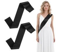 Yuomeaz 2Pcs Black Sash, Satin Black Sashes, 9.5cm Wide Personalized Sash for DIY Craft, Party Decorations, Wedding, Bridal, Birthday, Pageants