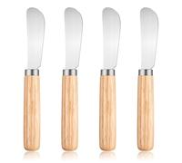 Yuomeaz 4 Pcs Butter Spreader, Wooden Handle Butter Spreaders, Stainless Steel Cream Cheese Spreader for Smooth Spreading Jam, Peanut, Bagels, Sandwiches