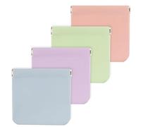 Yuomeaz 4 PCS Small Cosmetic Pouch, Portable No Zipper Pocket Cosmetic Bag, Waterproof PU Mini Coin Pouch, Purse Pouches for Inside Purse, Small Travel Storage Bag for Jewelry, Cosmetics, Keys