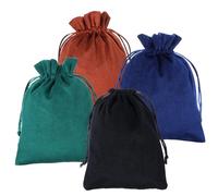 Yuomeaz 4 Pcs Velvet Jewelry Pouches, 20 X 15 cm Big Soft Velvet Drawstring Bag, Large Felt Gift Pouch Bags with Drawstring for Jewelry Bracelet Storage, Valentine's Day Gifts, Board Games