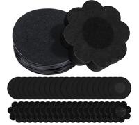 Yuomeaz 40 Pcs Nipple Covers Black, Disposable Black Nipple Patches for Women, Invisible Pasties Self Adhesive, Non-Woven Fabric Breathable Breast Cover Stickers (Round, Flower)
