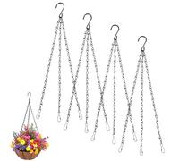 Yuomeaz 4PCS 15.7inch Hanging Basket Chains, Plant Hanging Basket Chains 3 Point Black Metal Chain With Hooks Replacement For Hanger Baskets Bird Feeder Flower Pots and Ornaments