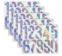 Yuomeaz 5 Sheet Reflective Numbers Stickers, 3 inch 0-9 Stick on Numbers, Vinyl Waterproof Adhesive Number Sticker for Bin House Mailbox Signs Doors Address